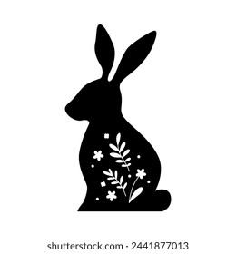 Vector bunny. Flat vector illustration in cartoon style. Happy easter.