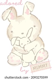 Diseño de impresión de conejo vectorial para bebés.
