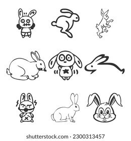 Vector bunny rabbit paper cuts style vector illustration