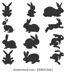 Vector bunny rabbit paper cuts style vector illustration