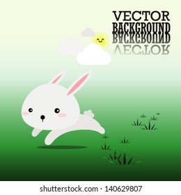 vector of bunny rabbit running with space for your text