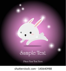 vector of bunny rabbit running with space for your text