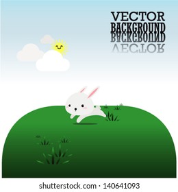 vector of bunny rabbit running with space for your text