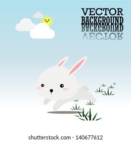 vector of bunny rabbit running with space for your text