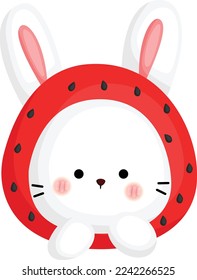 a vector of bunny and strawberry