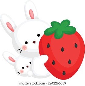 a vector of bunny and strawberry