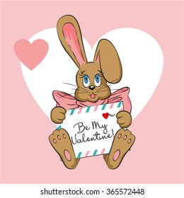 Vector Bunny With Valentine Letter