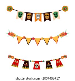 Vector - Bunting of "Dia de los Muertos". Mexican festival. Day of the dead. Holiday season. Can be use decorate banner, poster, print.