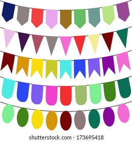 Vector bunting and garland set