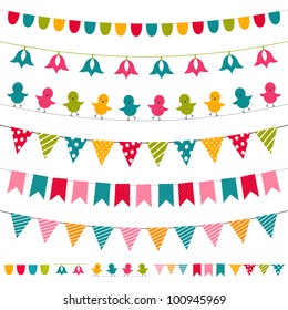 Vector bunting and garland set. Used pattern brushes included