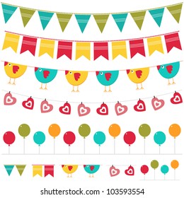 Vector bunting and garland set. Used pattern brushes included