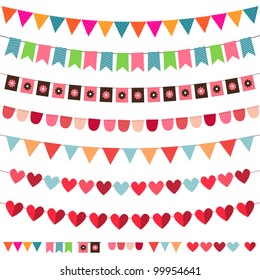 Vector Bunting And Garland Set. Used Pattern Brushes Included