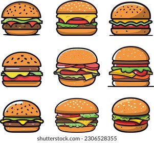 Ilustración del icono de la caricatura del vector burger