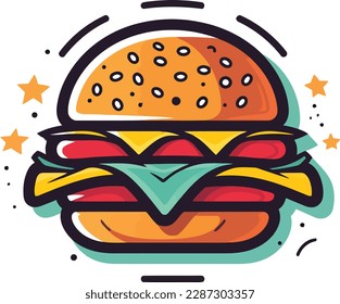 Vector of burger cartoon illustration