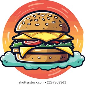 Vector of burger cartoon illustration