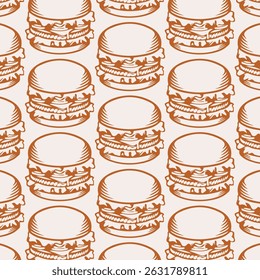 Vector Burger Cartoon Repeat Pattern