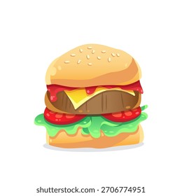 Hamburguesa de Vector en estilo de dibujos animados