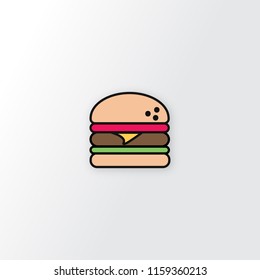 Vector burger with cheese, meat, salad isolated on white background. Tasty hamburger. Fast food. Flat style