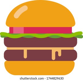 vector burger with cheese, meat, salad isolated on white background.Tasty hamburger. Fast food.