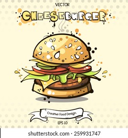 vector. burger. cheeseburger. sketch art for your design.