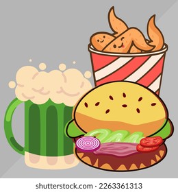 vector burger design on isolated