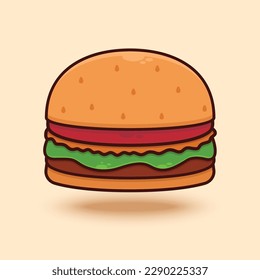 Ilustración de alimentos de hamburguesa vectorial, ilustración de caricatura de Burger