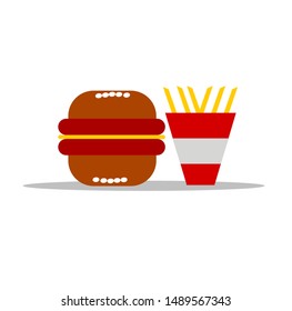 Vector of burger and fries for icon or logo to use in the website.