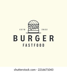 vector of burger or hamburger line art logo icon template illustration design