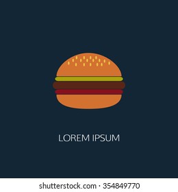 Vector Burger Icon. Concept of culinary, delivery, cookery. Isolated.