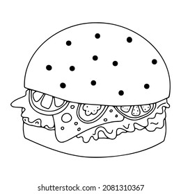 Vector burger icon in doodle style