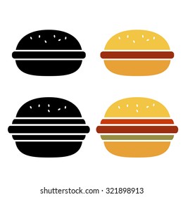Vector burger icon set isolated on white background