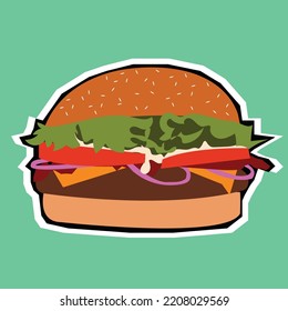 vector burger illustration, blue background