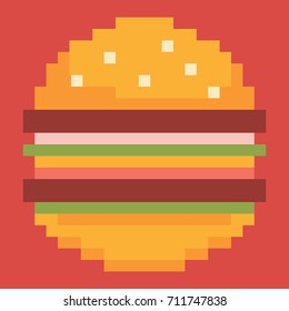 Vector Of Burger Illustration in Pixel Art
