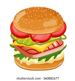Vector burger isolated on white background