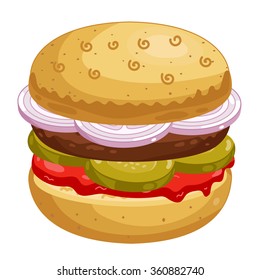Vector burger isolated on white background