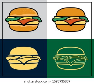 vector burger logo isolated  background.Tasty hamburger. Fast food.