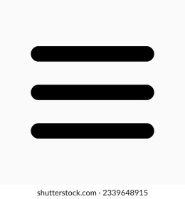 Vector burger menu icon. Black, white background. Perfect for app and web interfaces, infographics, presentations, marketing, etc.