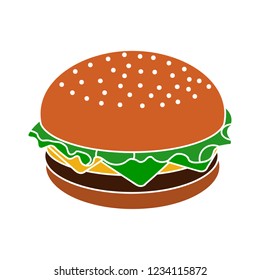 vector burger sandwich isolated icon - fast food illustration sign . cheeseburger sign symbol
