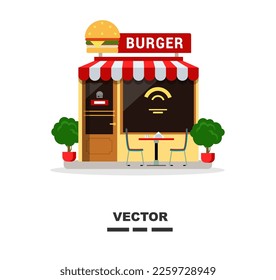 vector burger shop showcase set flat