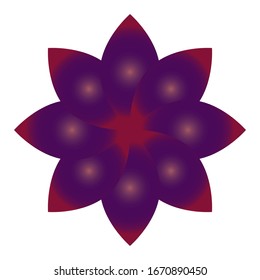 Flor vectorial burdeos sobre fondo blanco.