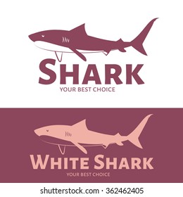 Vector burgundy and light pink logo in the shape of a shark.