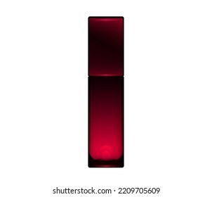 Vector Burgundy Perfume Glass Bottle Isolated On White Background. Red Vial Cologne Mockup. Luxury Makeup Jar Realistic Illustration. Premium Fluid Spray Can With Cap. France Cosmetic 3d Container