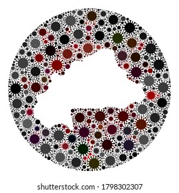 Vector Burkina Faso kartografiert Sammlungen des Covid-2019-Virus. Die Infektion greift das Sperrgebiet von außerhalb an. Stencils kreisen Burkina Faso Karte Collage erstellt mit Infektionssymbole.