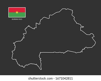 Vektorillustration Burkina Faso Karte dünne Linie Stil.