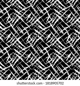 Vector burlap effect seamless pattern background. Hessian fiber texture fabric style black and white backdrop. Woven linen cloth design. Modern cotton weave material all over print for eco packaging.