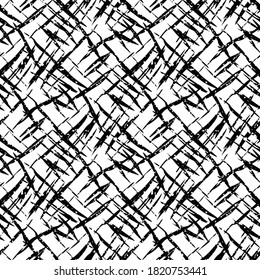 Image vectorielle, arrière-plan motif harmonieux, effet robinet. Arrière-plan grunge noir et blanc, texture de fibre héréditaire. Le tissu de lin tissé quadrille le design croisé. Matériau de tissage moderne en coton partout