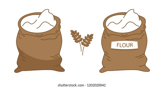 Vector burlap sack filled out with white flour