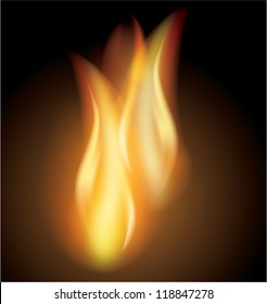 Vector burn flames fire dark background, made with mesh