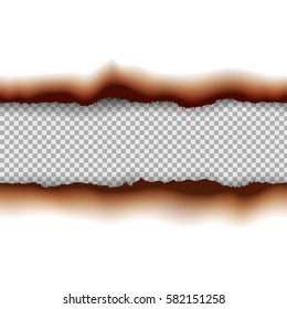 Vector burned paper edges seamless horizontal pattern banners or dividers isolated