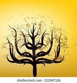 Vector burning autumn tree